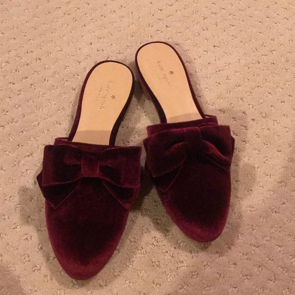 Kate Spade Madre velvety red burgundy shoes sandal - Picture 3 of 6